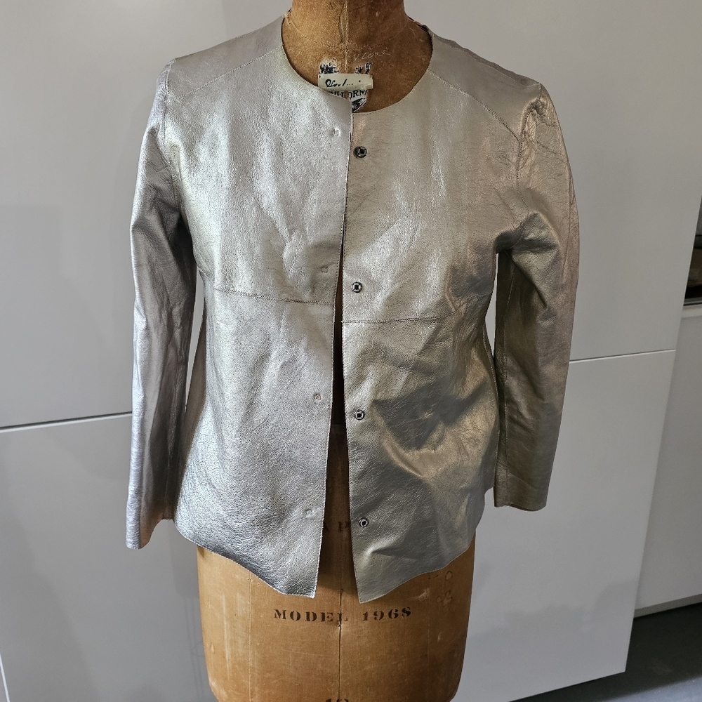 Marc Cain Leather Jacket Gold Button Up